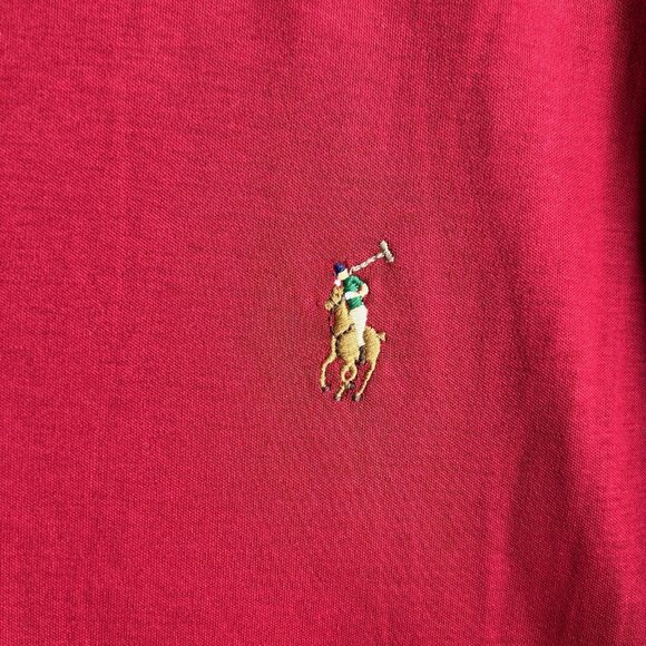 Polo Ralph Lauren Polo Shirt Mens Large Red Classic Fit Embroidered Flesh Pony - Picture 3 of 10